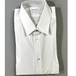 Calvin Klein Men's Slim-Fit Stretch Collar Dress Shirt, White 15.5 32-33 $80
